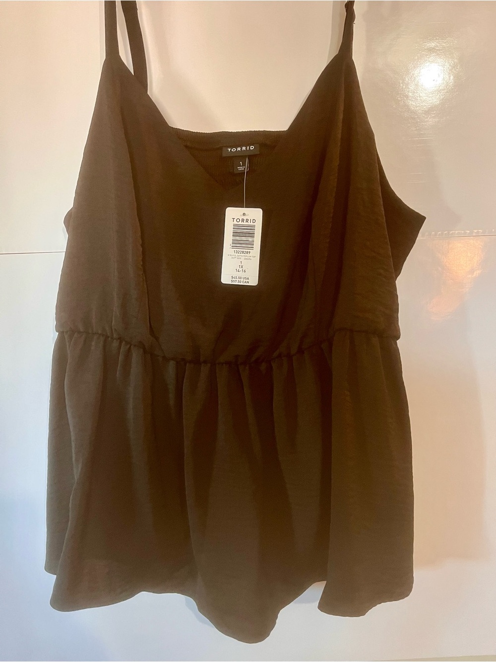 torrid Black Peplum Camisole with Adjustable Straps